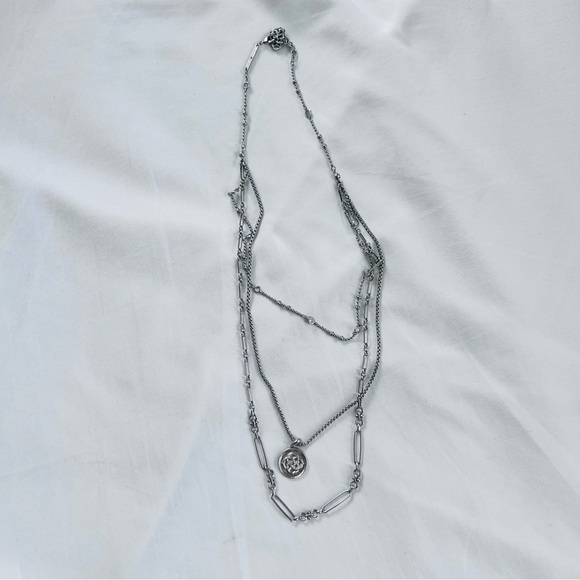 Kendra Scott Medallion Coin Multi Strand Silver Layered Necklace - Picture 5 of 9